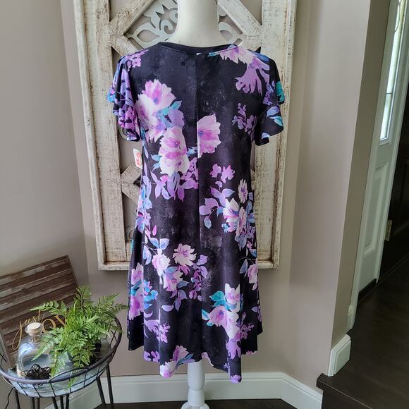 ValMarie Women's Short Sleeve Flowy Swing Shift Midi Dress with Pockets Floral - Picture 6 of 16